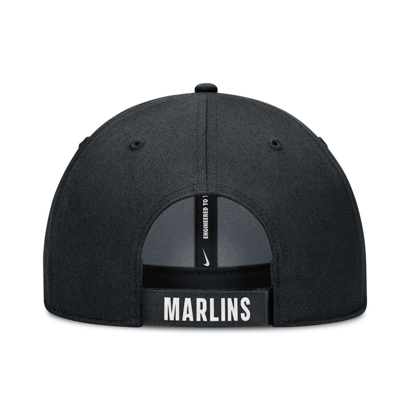 Мужская кепка Nike White/Black Miami Marlins Club Performance Adjustable Hat — фото 4