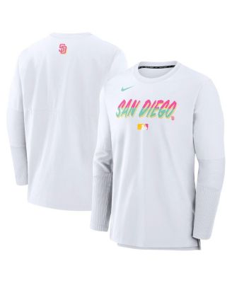 Nike - Men's White San Diego Padres Authentic Collection City Connect Lightweight Player Tri-Blend Performance Long Sleeve T-Shirt