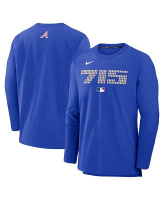 Nike - Men's Royal Atlanta Braves Authentic Collection City Connect Lightweight Player Tri-Blend Performance Long Sleeve T-Shirt