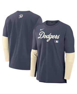 Nike - Men's Navy Los Angeles Dodgers Authentic Collection City Connect Lightweight Player Tri-Blend Performance Long Sleeve T-Shirt