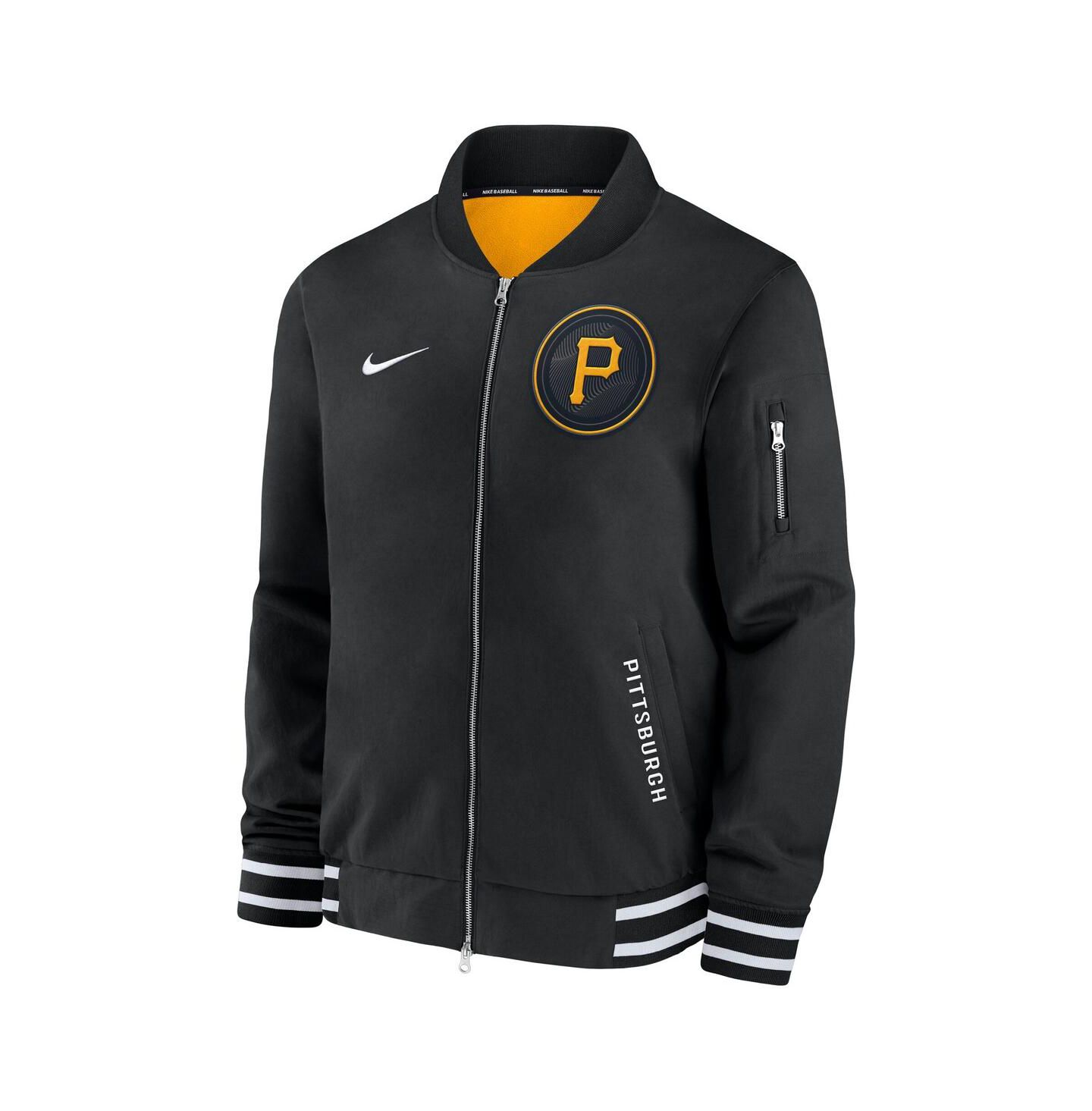 Мужская куртка Nike Black Pittsburgh Pirates Authentic Collection City Connect Full-Zip Bomber — фото 2