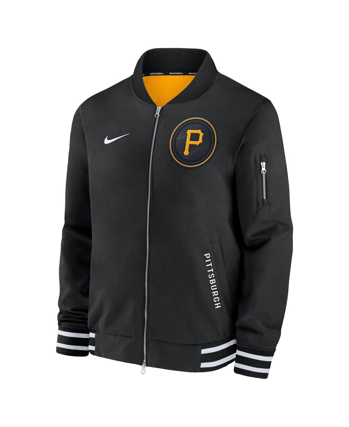 Nike Men's Black Pittsburgh Pirates Authentic Collection City Connect Full-zip Bomber Jacket In Black