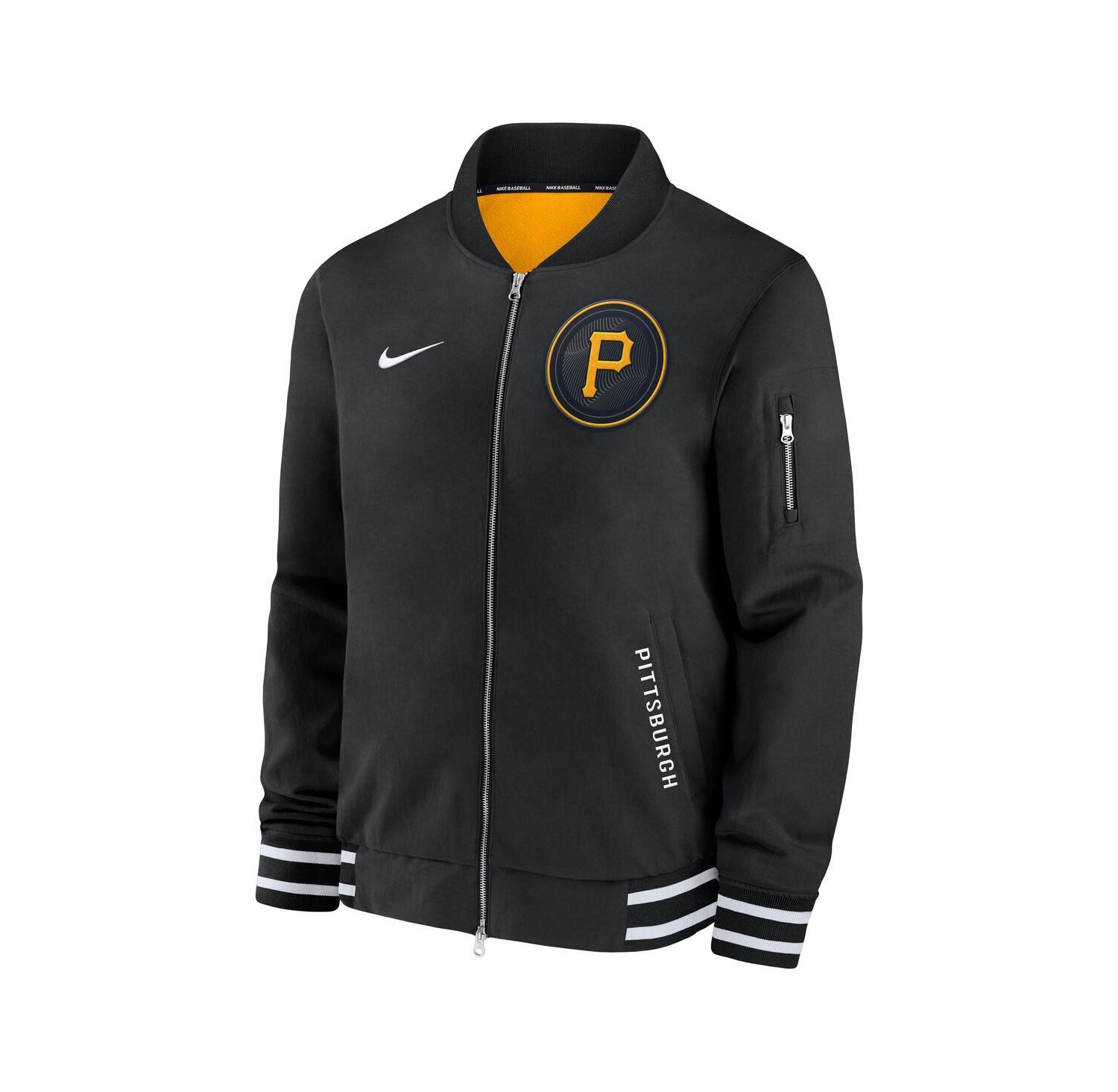 Men's Black Pittsburgh Pirates Authentic Collection City Connect Full-Zip Bomber Jacket