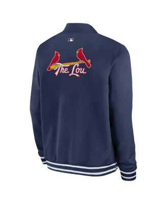 Men's Navy St. Louis Cardinals Authentic Collection City Connect Full-Zip Bomber Jacket