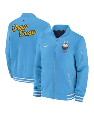 Nike - Men's Light Blue Milwaukee Brewers Authentic Collection City Connect Full-Zip Bomber Jacket