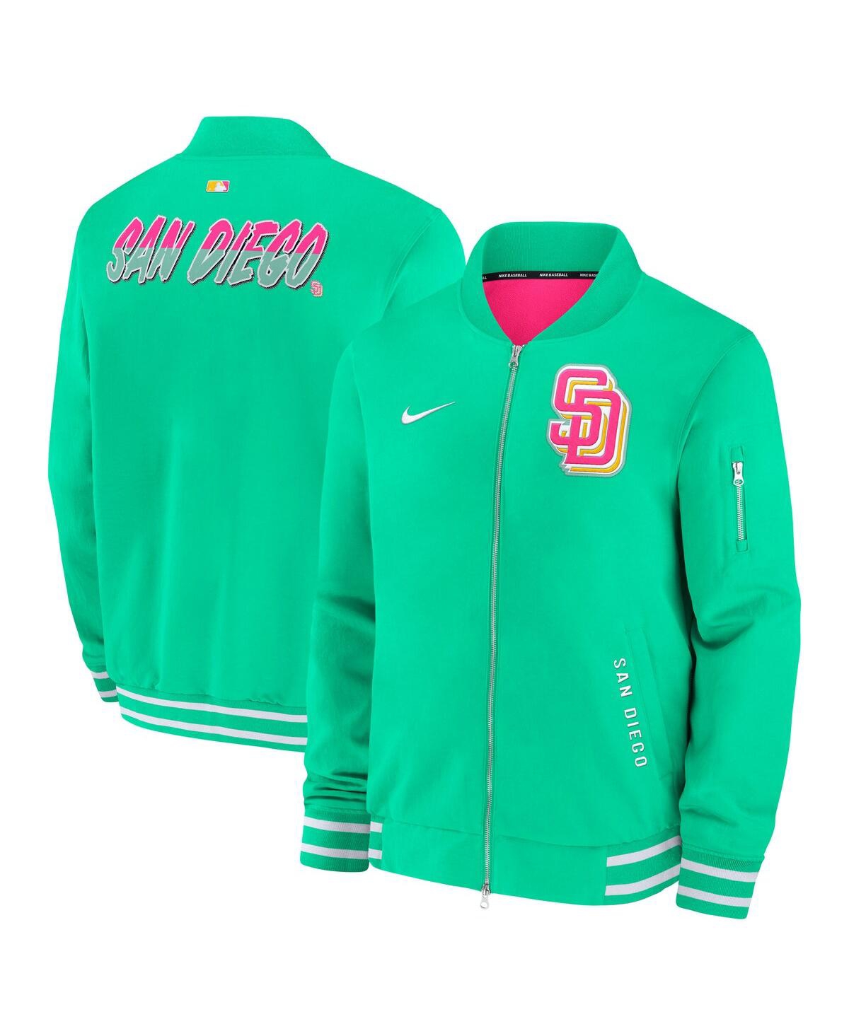 Men's Green San Diego Padres Authentic Collection City Connect Full-Zip Bomber Jacket - Green