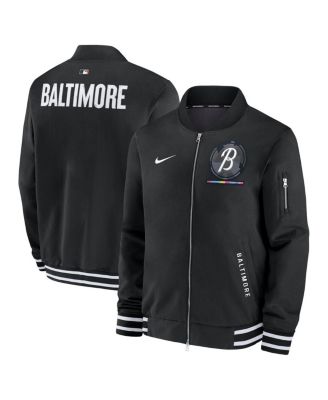 Nike - Men's Black Baltimore Orioles Authentic Collection City Connect Full-Zip Bomber Jacket