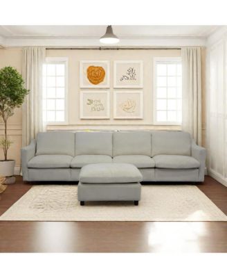 Streamdale Beige Modular Cloud Sofa, Ottoman & Pillows Modern Living Room Couch
