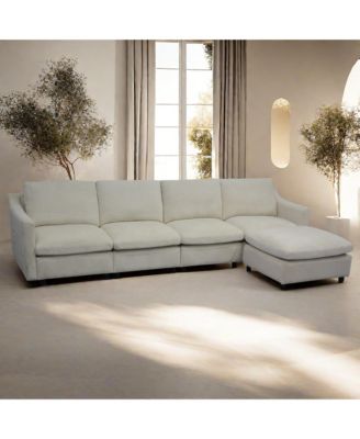 Streamdale Beige Modular Cloud Sofa, Ottoman & Pillows Modern Living Room Couch