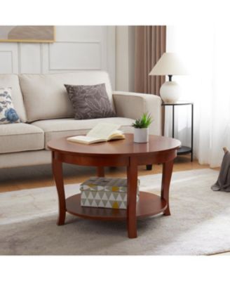 Classic Round Coffee Table with Open Shelf, 30"x30"x18", for Small Spaces