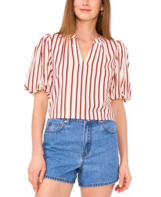Vince Camuto - Women's Puff-Sleeve V-Neck Top