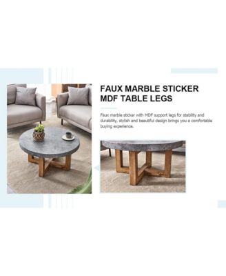 Streamdale Modern Gray Textured MDF Coffee Table, 31.4" Round