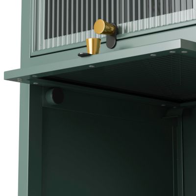 Modern 4-Tier Glass Door Cabinet Multi-Purpose Storage for Entryway, Living Room, Bathroom