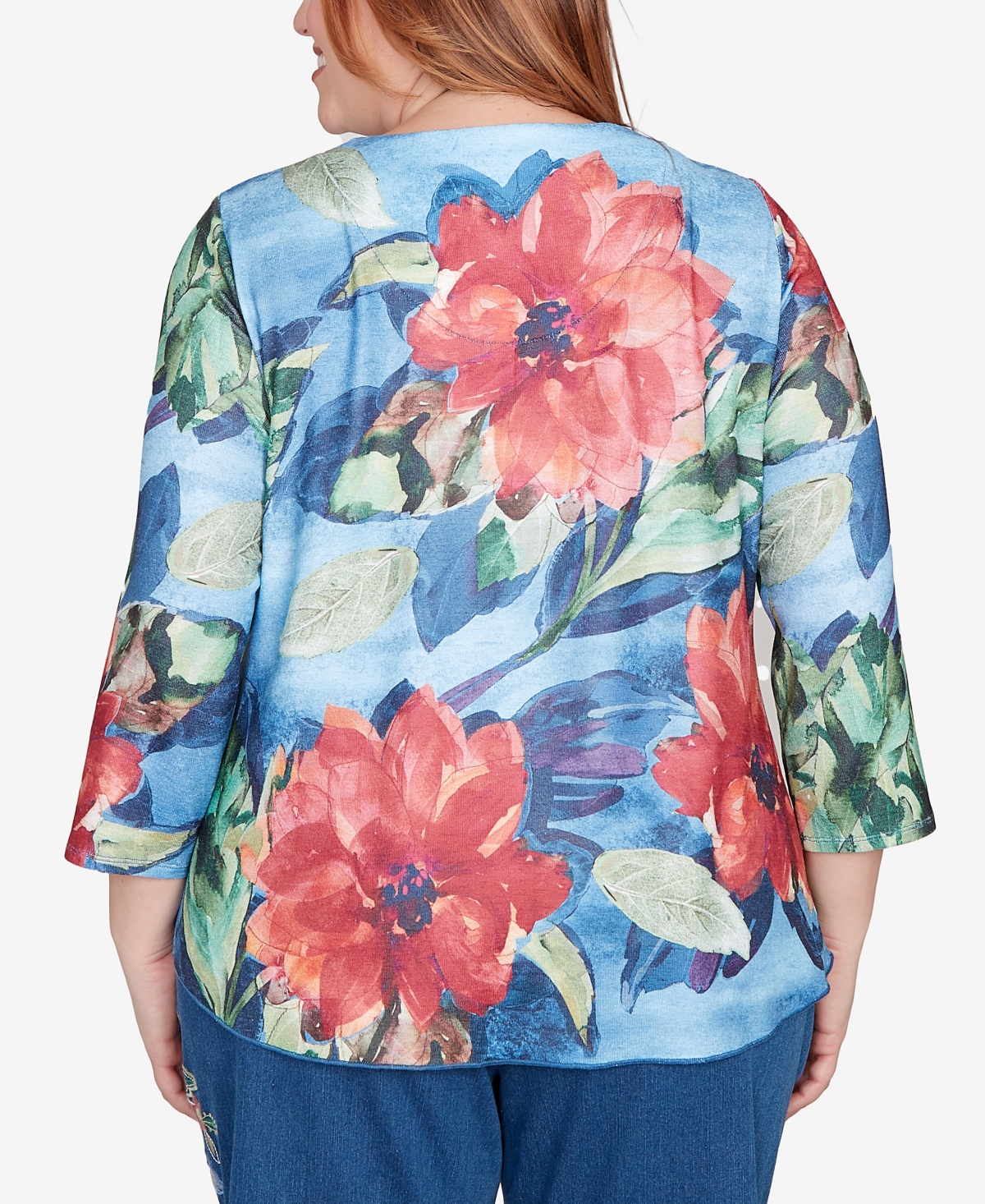 Alfred Dunner Petite El Paso Dramatic V-neck Floral Top