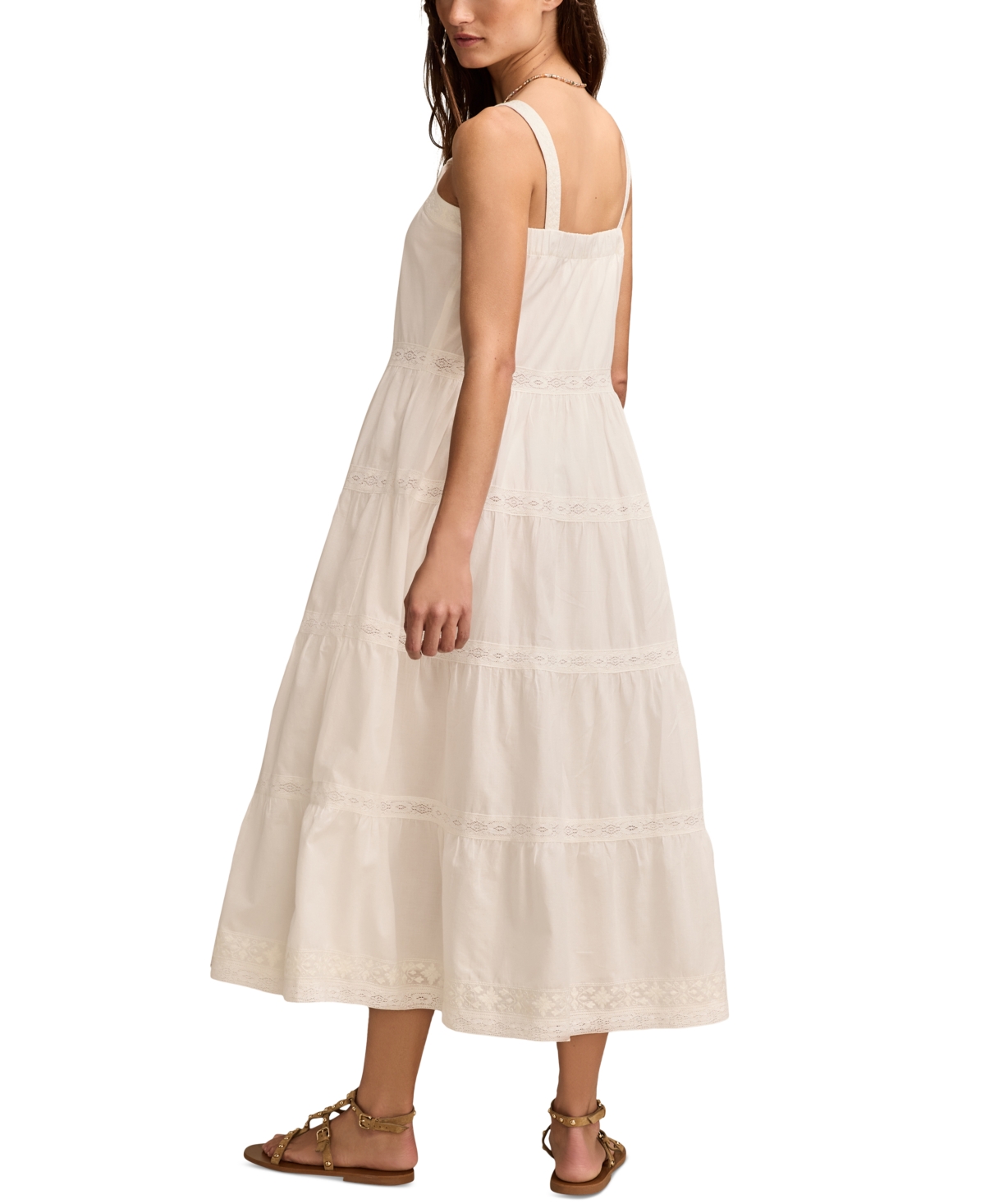 LUCKY BRAND WOMEN'S MARKET DAY COTTON TIERED MAXI DRESS 