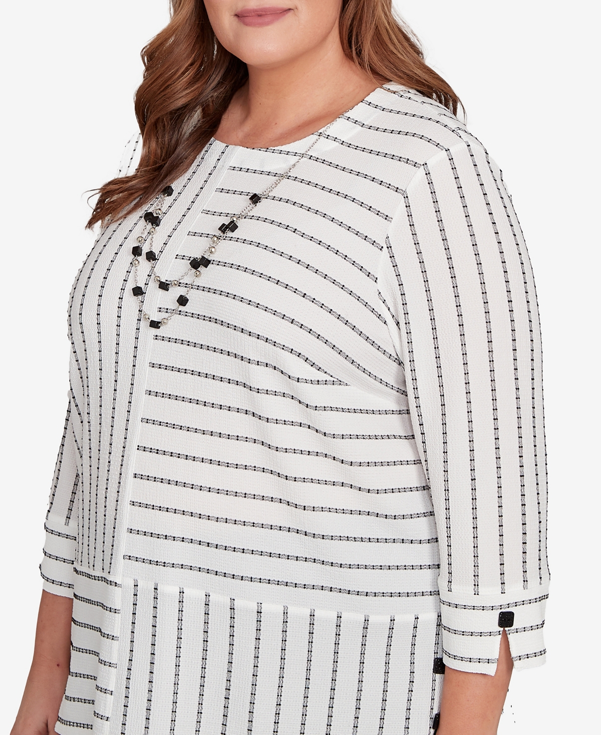 Alfred Dunner Plus Size Textured Stripe Top