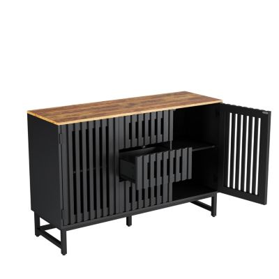 Modern 3-Drawer 4-Shelf Dresser with Striped Grille