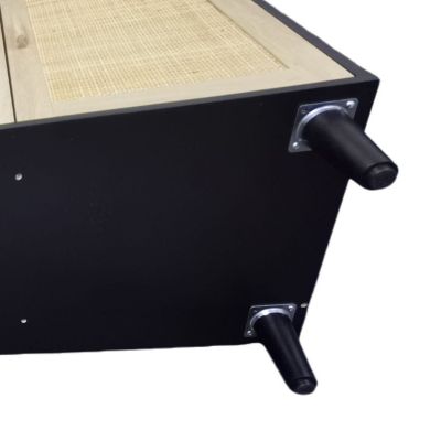 62.20" Elegant and Functional 4-Door Rattan Decorative Storage Cabinet