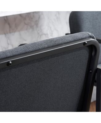 Modern Counter Height Upholstered Bar Stool with Armrests & Metal Frame - Set of 2