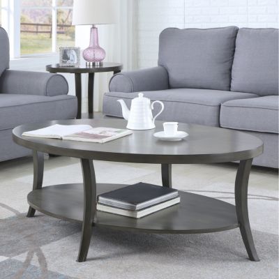 Perth Contemporary Oval Shelf Coffee Table Set