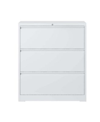 Lockable 3-Drawer Lateral File Cabinet (White)