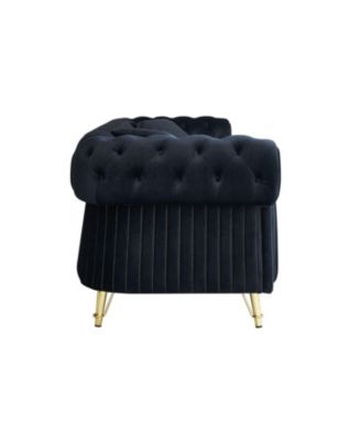 Streamdale 89" Chesterfield Tufted Velvet Sofa - Black