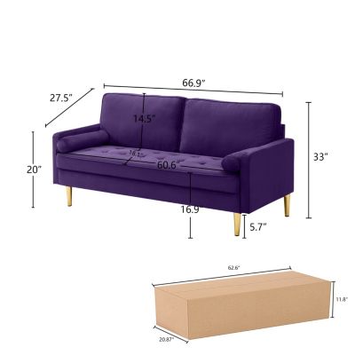 Streamdale Velvet Sofa 65 inch