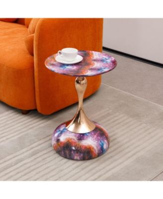 Streamdale Mermaid Tail Coffee Table, Metal Pedestal Table, Accent Table for Small Spaces