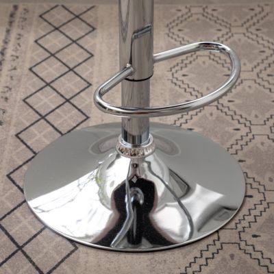 Upholstered Adjustable Swivel Barstools in Gray, Set of 2