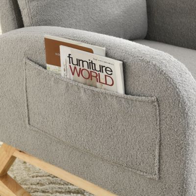  Modern High Backrest Rocker with Side Pockets