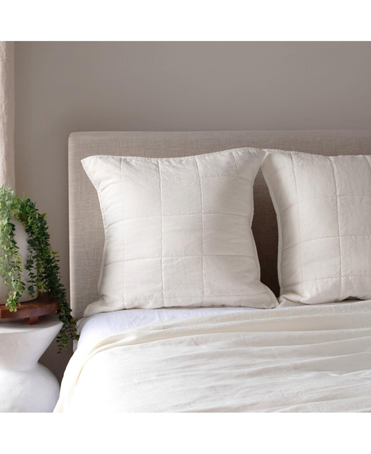 French Linen Quilted Sham - Euro - White