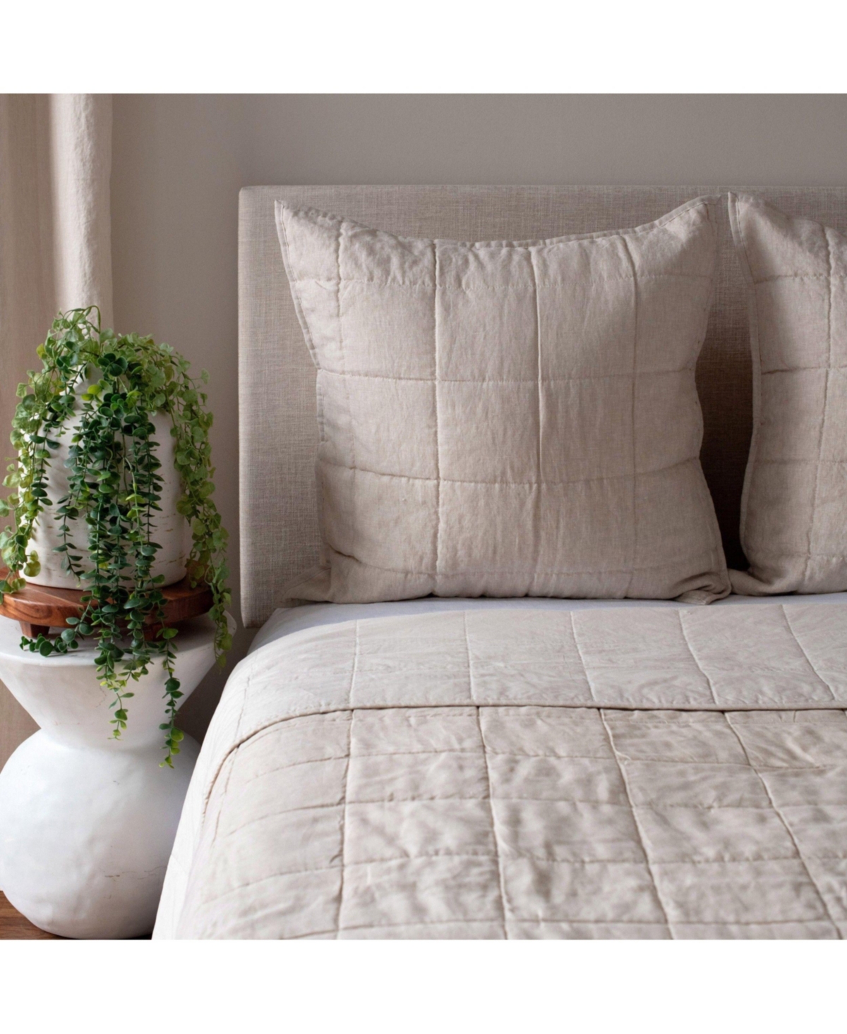 French Linen Quilted Sham - Euro - White