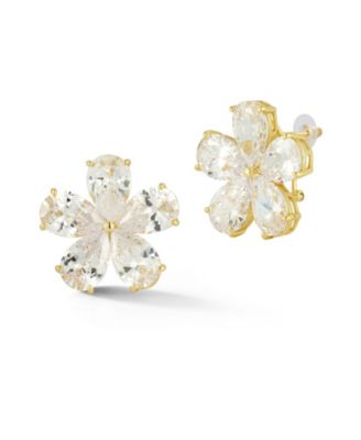 Rachel Zoe 14K Gold Plated Sterling Silver Statement Flower Omega Back Earrings - Gold
