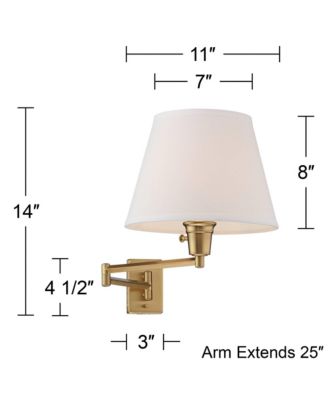 Clement Modern Swing Arm Wall Lamps Set of 2 Plug-in Fixtures with White Linen Shade for Bedroom, Bedside, Living Room or Reading