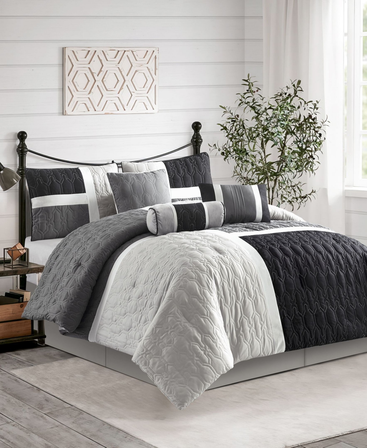 STRATFORD PARK NATALIA COLORBLOCK 7-PC. COMFORTER SET, KING 