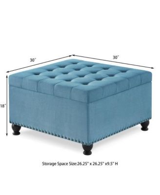 solid wood frame Tufted Ottoman with Legs