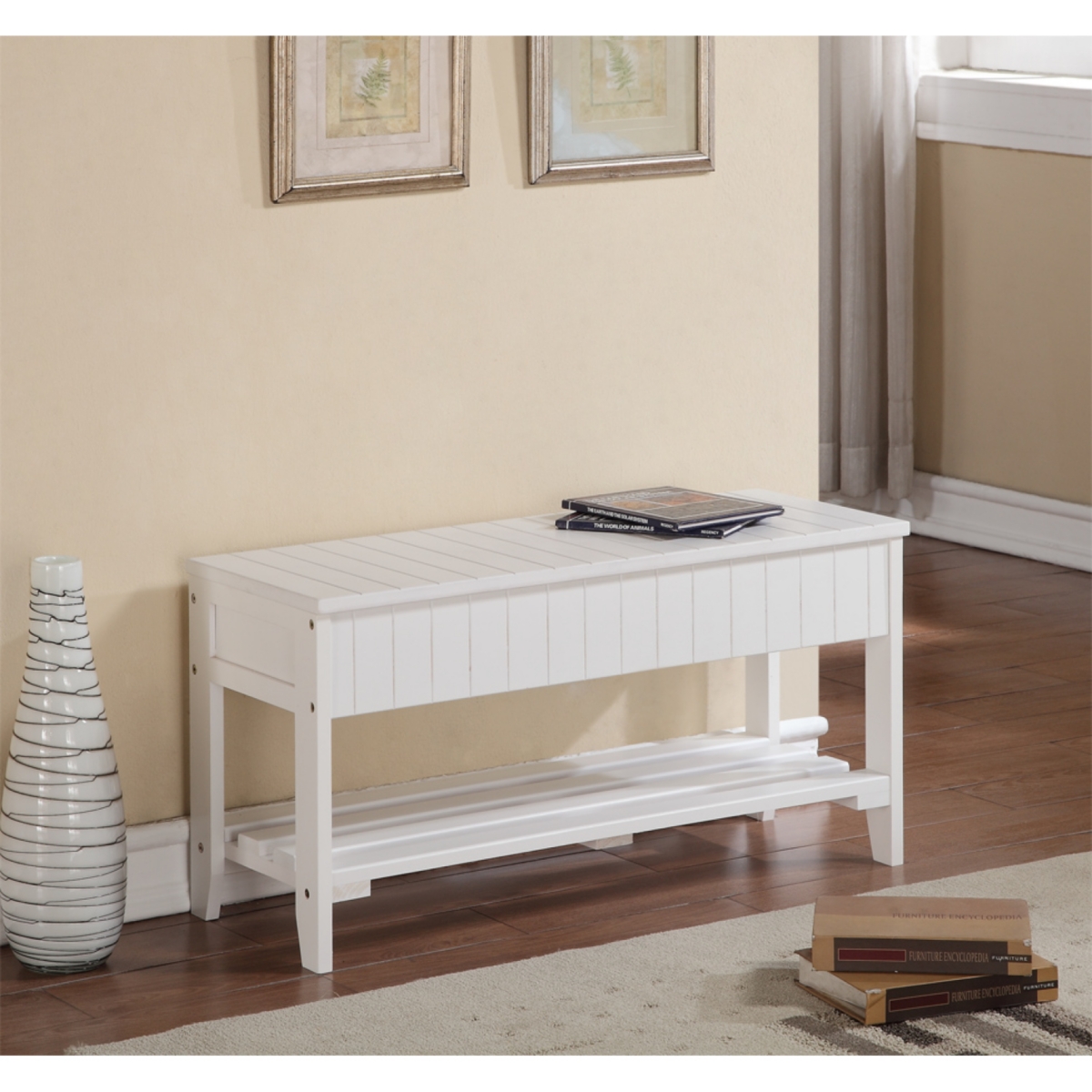Streamdale Furniture Quality Solid Wood Shoe Bench with Storage, White