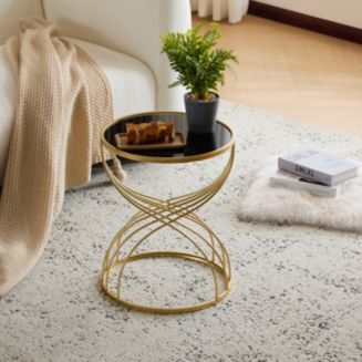 Streamdale Furniture Modern Side Table Golden Metal Frame+ Mirror Top ...