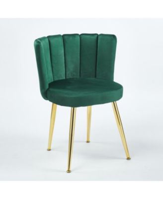 Green Velvet Dining Chair (Set of 2) with Gold Legs