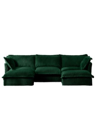 Streamdale Slipcovered U Shape Sectional Sofa, Deep Seat, Green