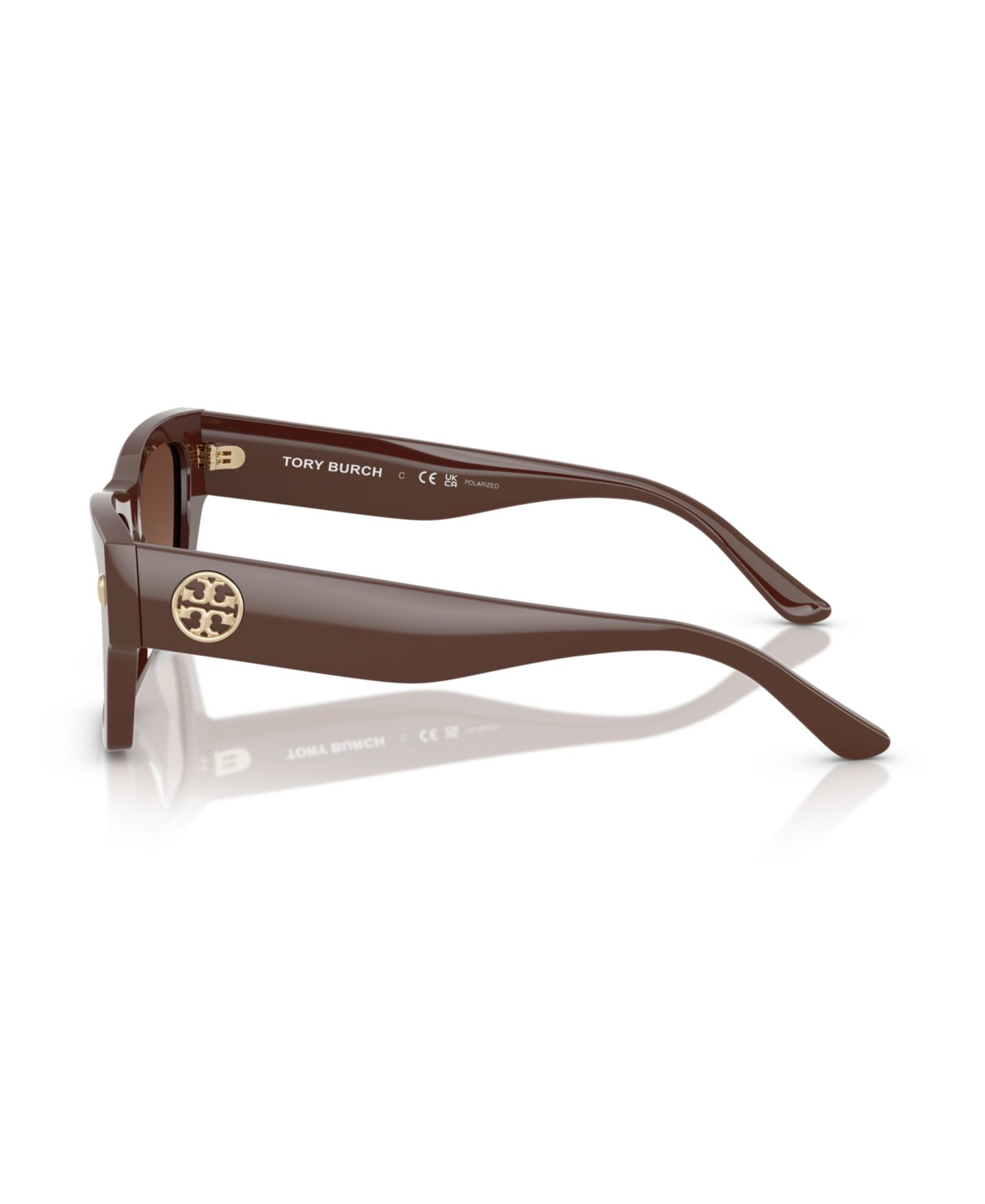 Женские солнцезащитные очки Tory Burch Polarized Sunglasses, TY7169U, цвет: Однотонный коричневый — фото 3