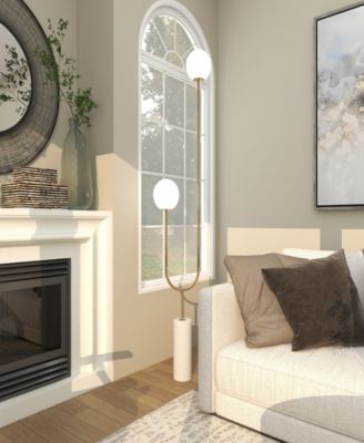 73" Metal Curved Orb 2 Light Room Floor Lamp