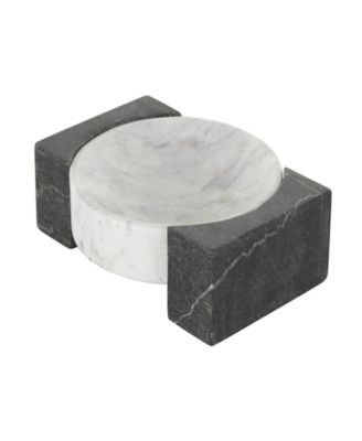 Marble Tray with Black Rectangular Blocks, 10" x 8"