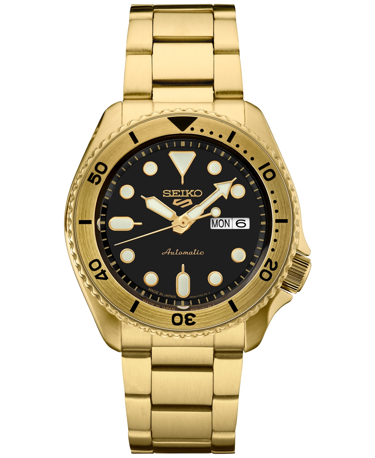 Men's Automatic 5 Sports Gold-Tone Stainless Steel Bracelet Watch 43mm - Black