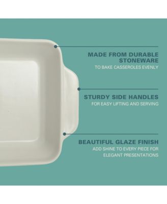 Beachmont 9 x 13 4 Qt Casserole Baking Dish for Oven, Ceramic Baking Pan, Lasagna Pan with Handles - Micorwave and Oven Safe