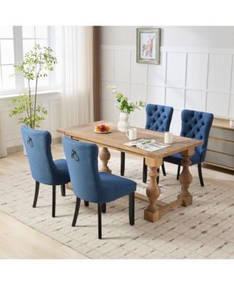 Nikki Tufted Upholstered Linen Dining Chair (Set of 2)