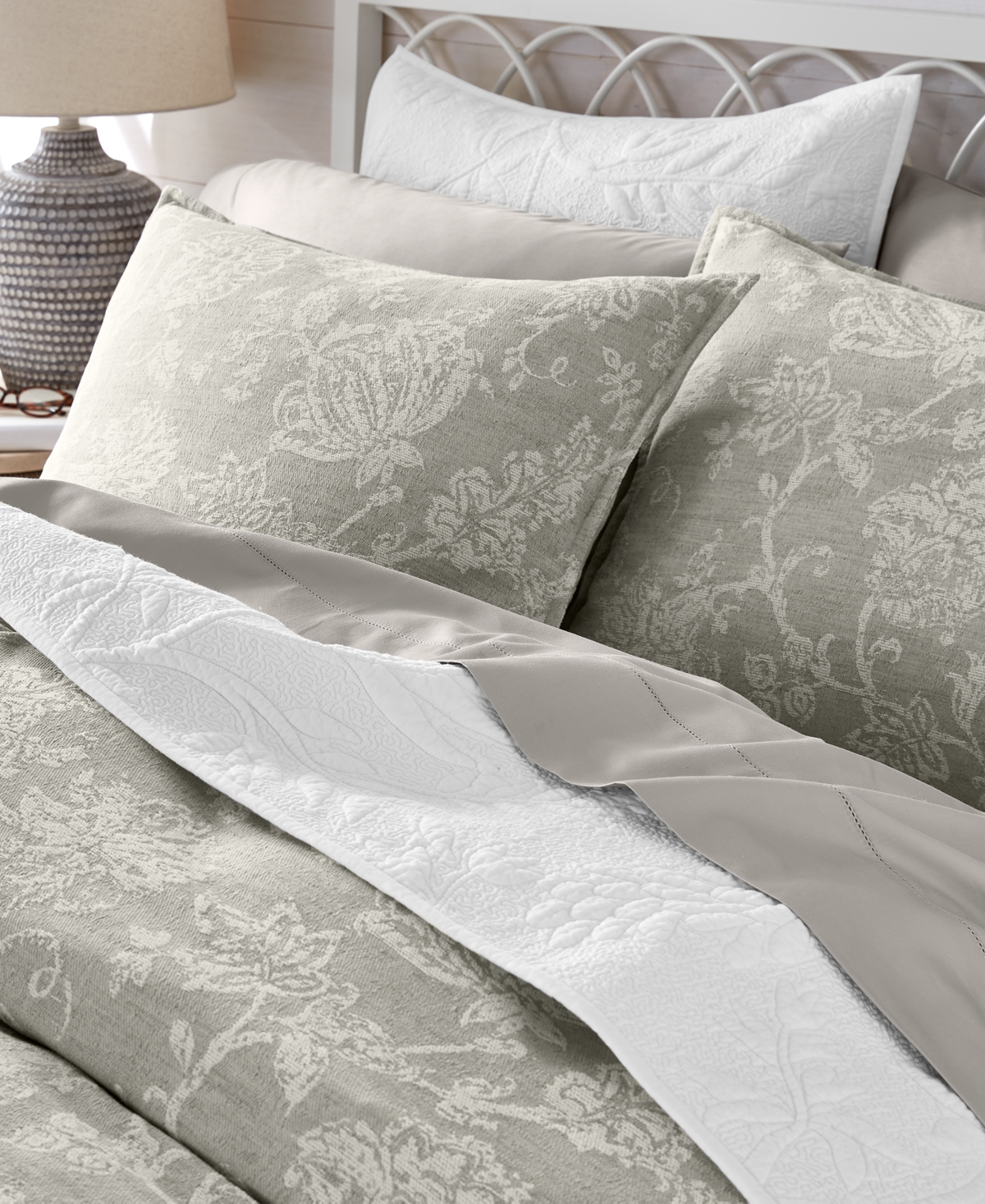 Charter Club Jacobean Chenille 3-pc. Duvet Set, Full/queen, Exclusively At Macy's In Gray