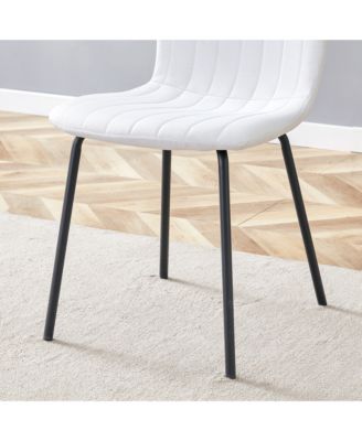 Streamdale Luxury Minimalist Dining Chairs - Set of 4, Black Metal Legs