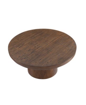 36" Round Wood Coffee Table with Cylindrical Leg (Brown)