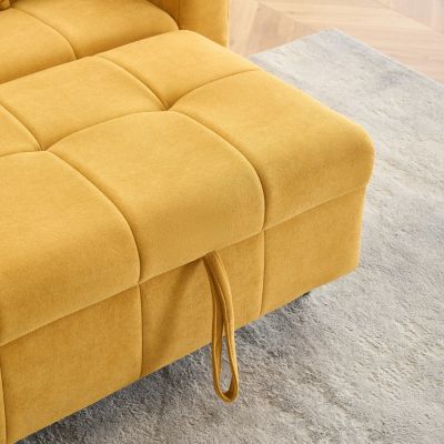 Streamdale Yellow 3-Seater Flannel Sofa Bed